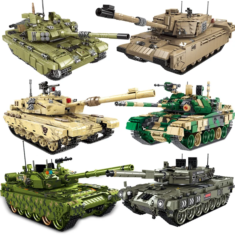 

Строительные блоки для сборки основного боевого танка времен Второй мировой войны M60 T-90, с фигурками солдата, игрушки для мальчиков и взросл...