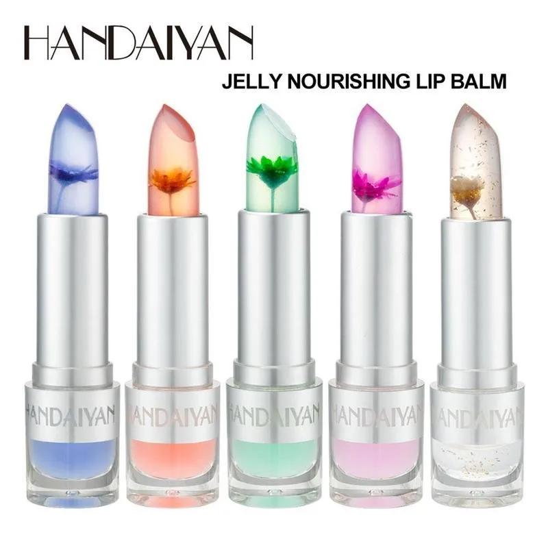 

Jelly Flowers Moisturizing Lipstick Temperature Color Lasting Makeup Lip Long Nourish Change Tint Cosmetic Lipsticks Stick U7C6