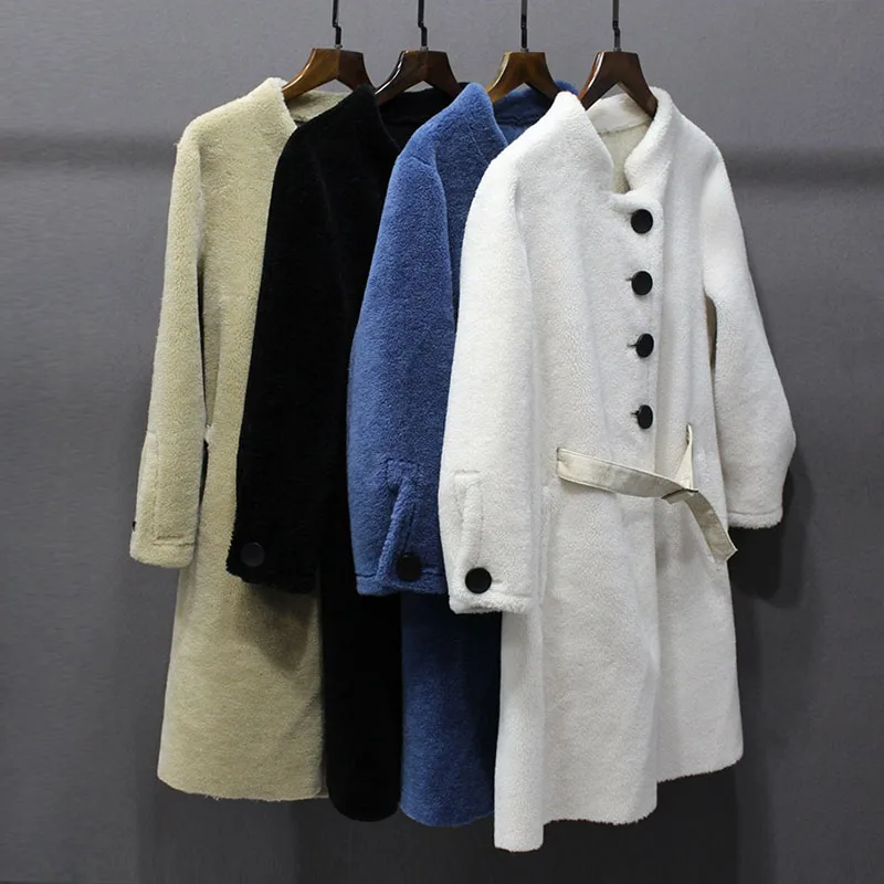 DUOUPA/2018 новое осенне зимнее пальто с мехом Женская оторочка из овечьей шерсти одно