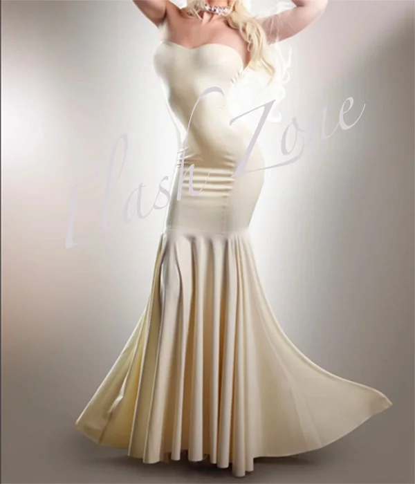 Бесплатная Доставка! Женское белое модное латексное платье-футболка рыбий хвост