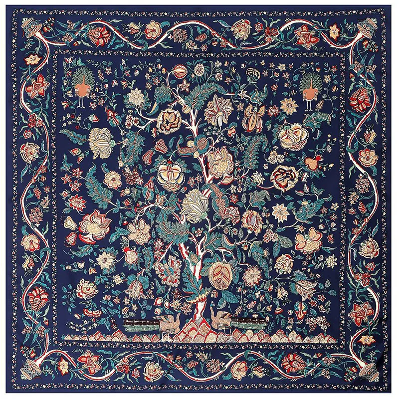 Твиловый Плетеный Шелковый квадратный шарф шейный платок с принтом павлина и