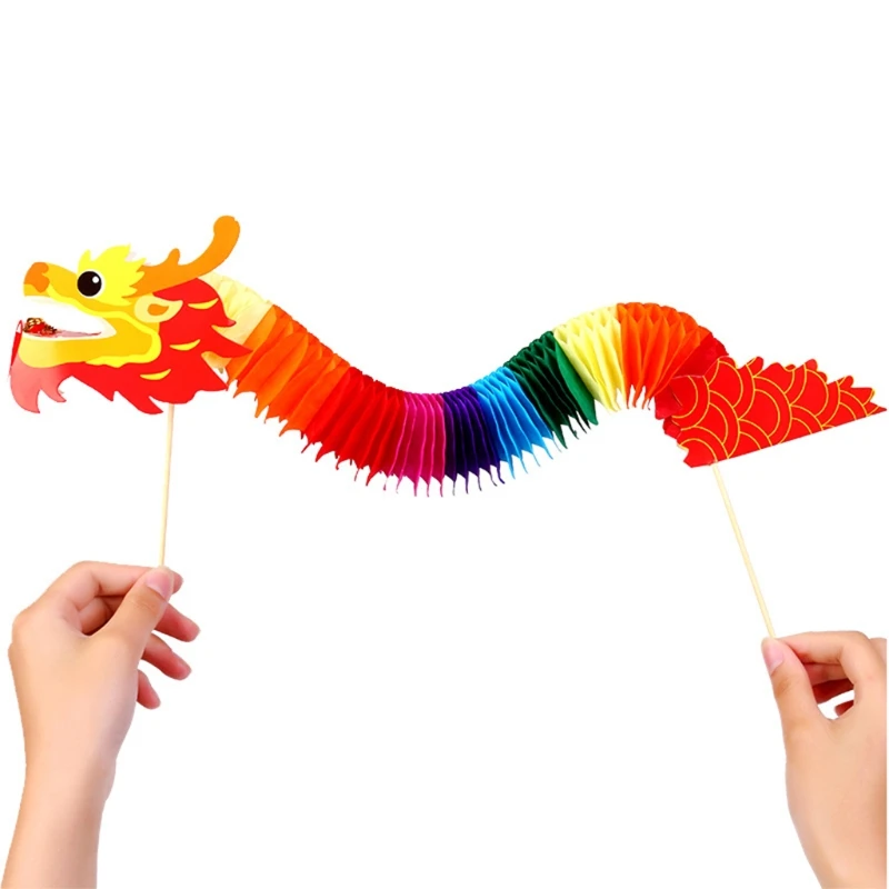 

4pcs 3D Chinese New Year Dragon Garland Hanging Decoration Art Crafts for Spring Festival Y4UD