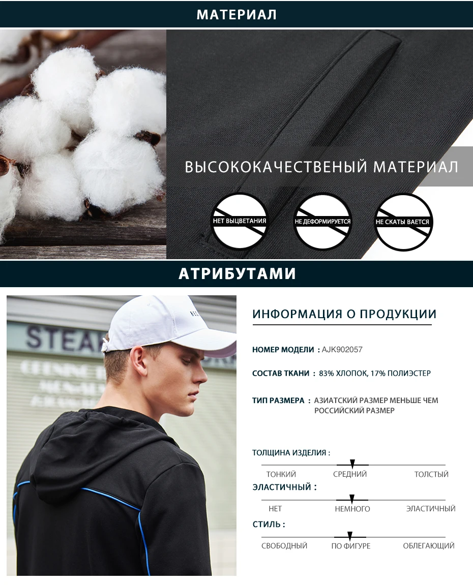 Пионерский лагерь, новая куртка, пальто, Мужская брендовая одежда, модная куртка с капюшоном в синюю полоску, качественная хлопковая верхняя одежда на молнии AJK902057