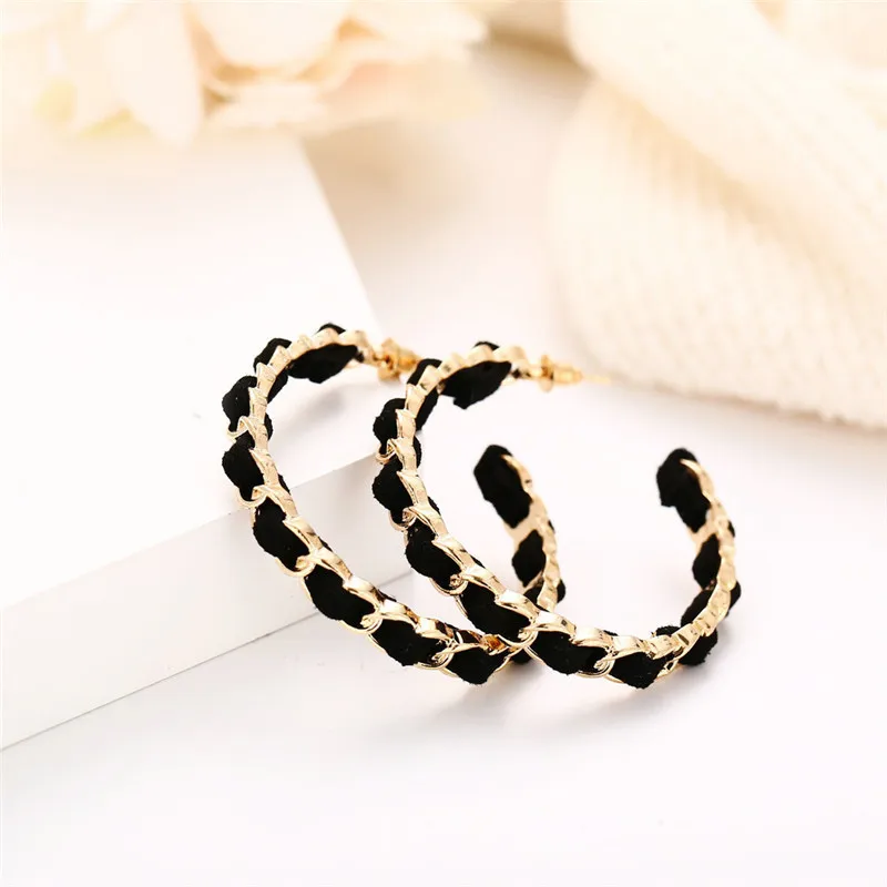 Женские круглые серьги-кольца черные ювелирное украшение для свадьбы или