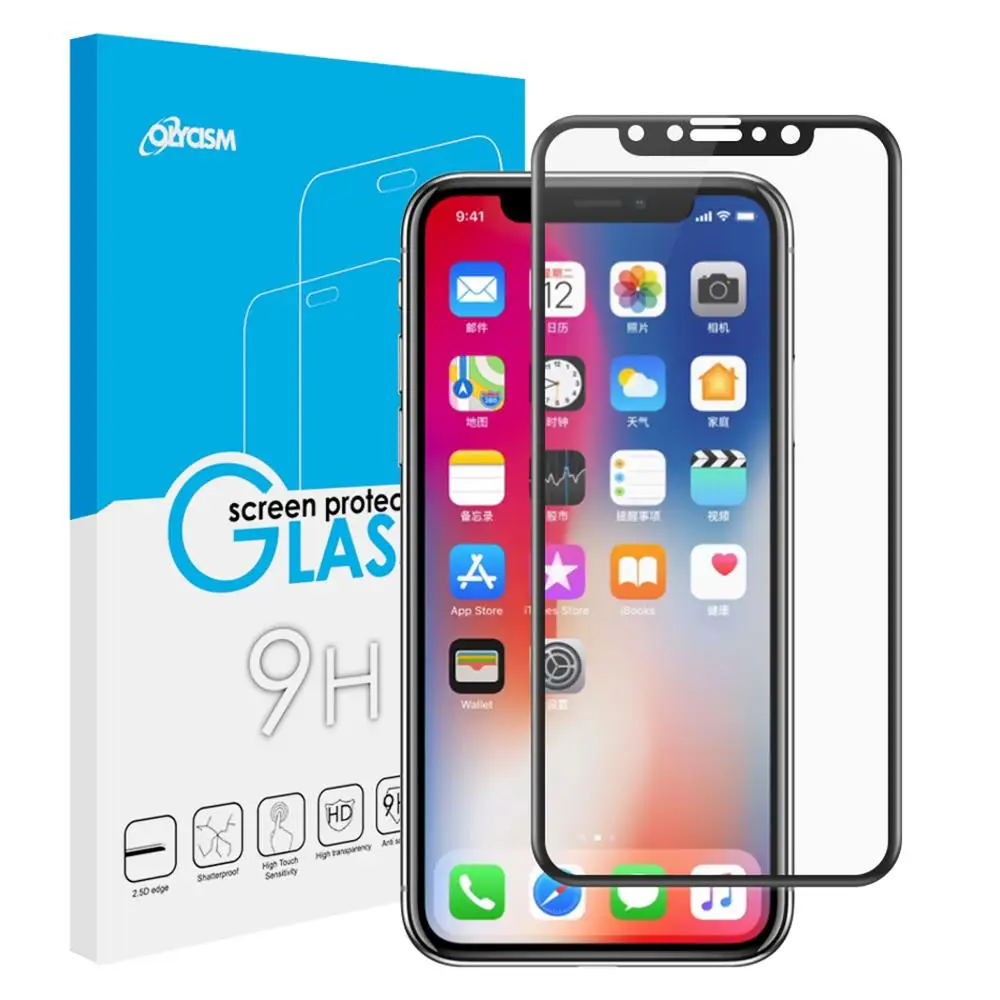 Закаленное стекло для iPhone X 5 8 защита экрана 9H 6D полная покрытие с изогнутыми