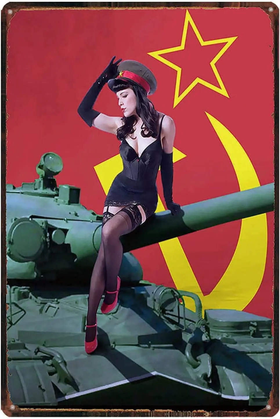 

YAYITAI Metal Signs Vintage Russian Cartoon Plaque Iron Painting Pin Up Sexy Girl Tin Sign Pub Cafe Shop Home Wall Decor