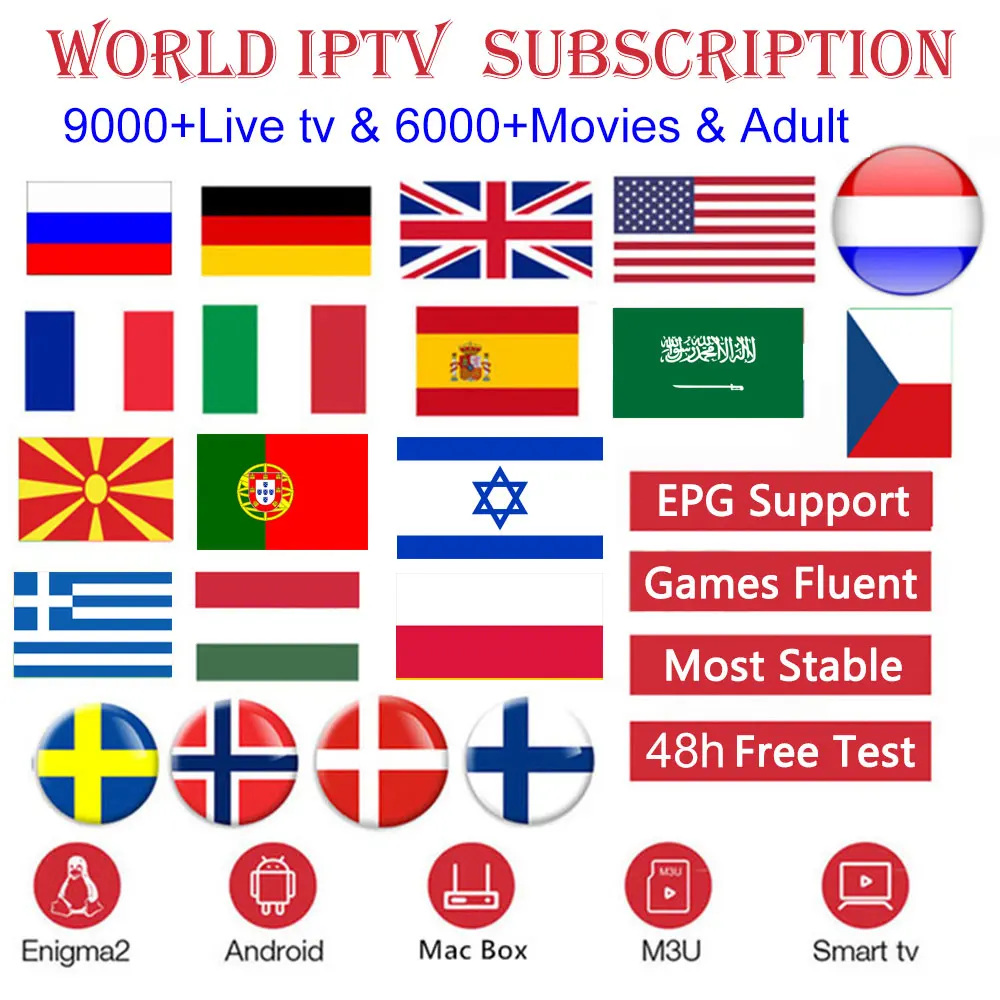 Мировое IPTV Испания M3U подписка 1 год Италия Португалия Франция Великобритания Movistar DAZN HBO для IP tv Smarters SSIP tv Android tv коробки