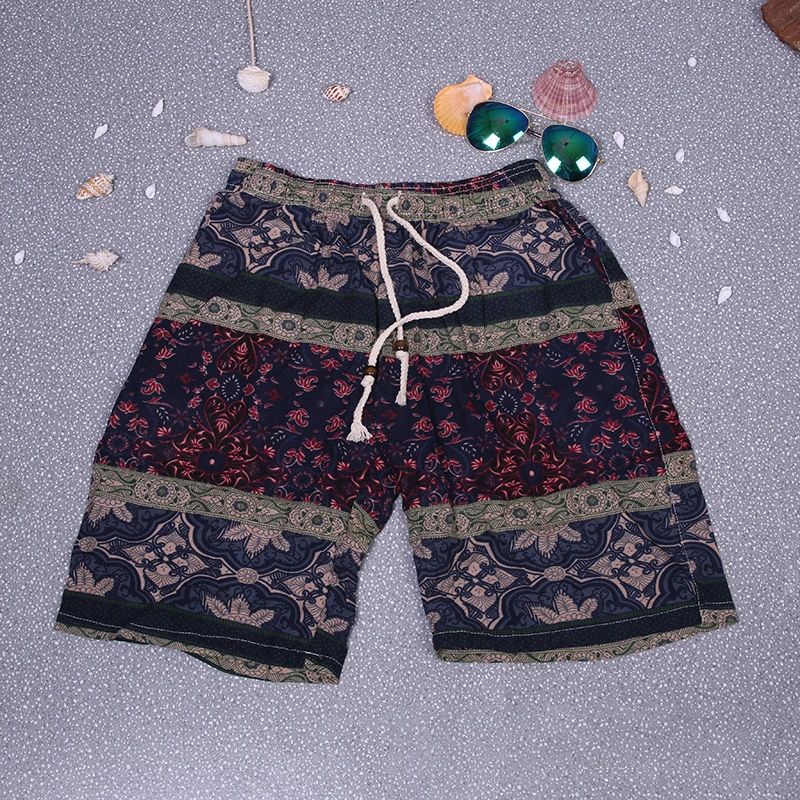 Шорты мужские пляжные быстросохнущие спортивные с эластичным поясом цветочным