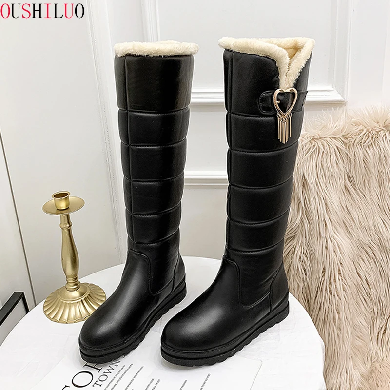 Женские зимние сапоги до колена с круглым носком на пуху|Зимние сапоги| |