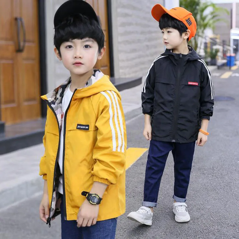 Теплая куртка для мальчиков 100 160 см Детская Длинная ветровка с капюшоном