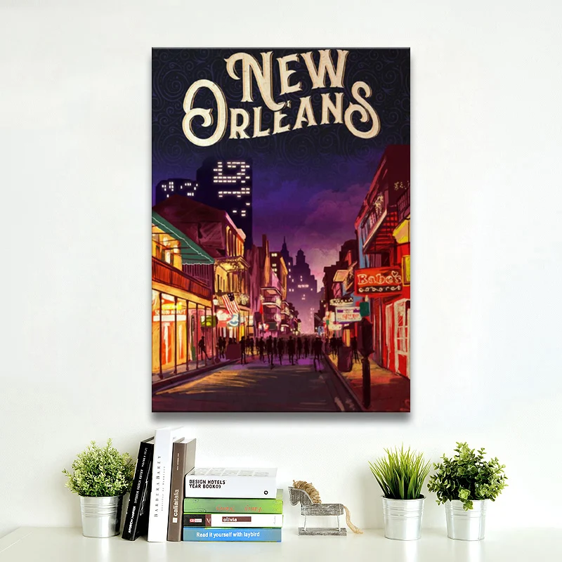 

City Landscape Canvas Wall Art Painting Poster and Prints New Orleans Minimalist Travel Posters for Living Room Decoration Home