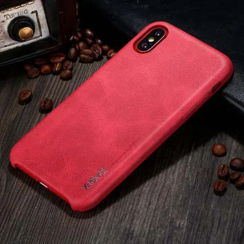 red phone case Для iPhone XS Max 6,5 iP XS 5,8 чехол для телефона горячая Распродажа X-Level роскошный винтажный кожаный тонкий чехол для iPhone X 5,8 XR 6,1 чехол Capa - Цвет: red phone case