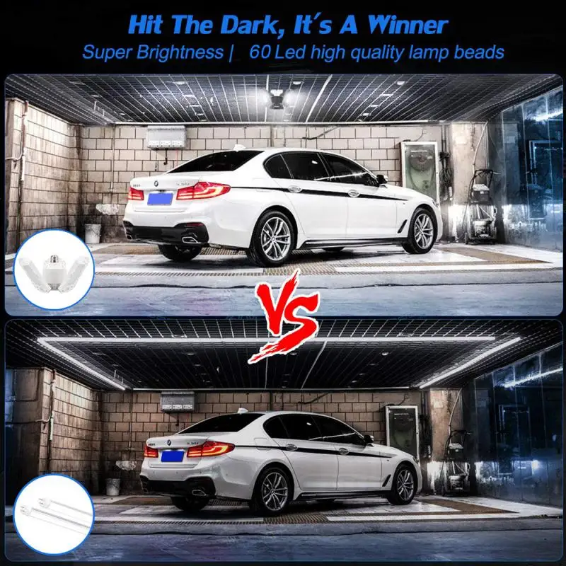 

360 Degrees LED Garage Light Deformable Ceiling Light For Home Warehouse Workshop Folding Three-Leaf Deformation Lamp AC85-265V