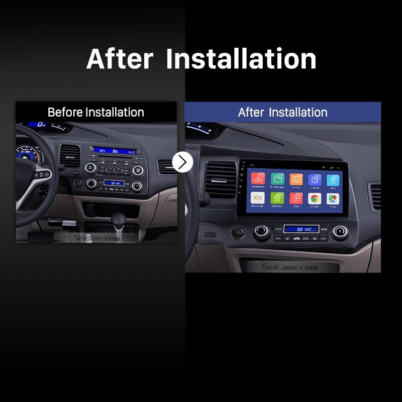 Seicane 2DIN 10 1 &quotAndroid 9 0 GPS-навигация Радио с FM WIFI для 2006 2007-2011 Honda Civic 1080P Bluetooth