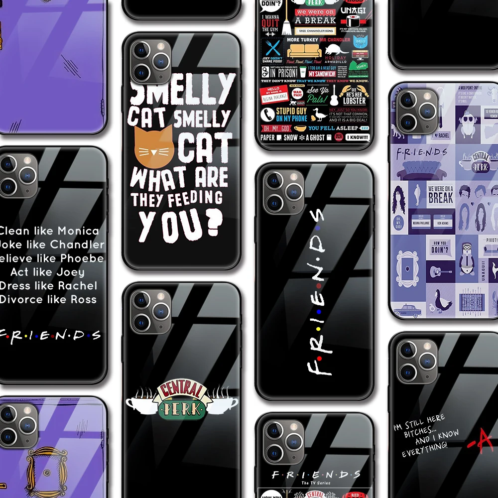 

ciciber Friends TV Funda Case for Iphone 12 Pro case for Iphone 12 11 XR Pro XS MAX X 7 8 6 6S Plus SE 2020 Tempered Glass Case