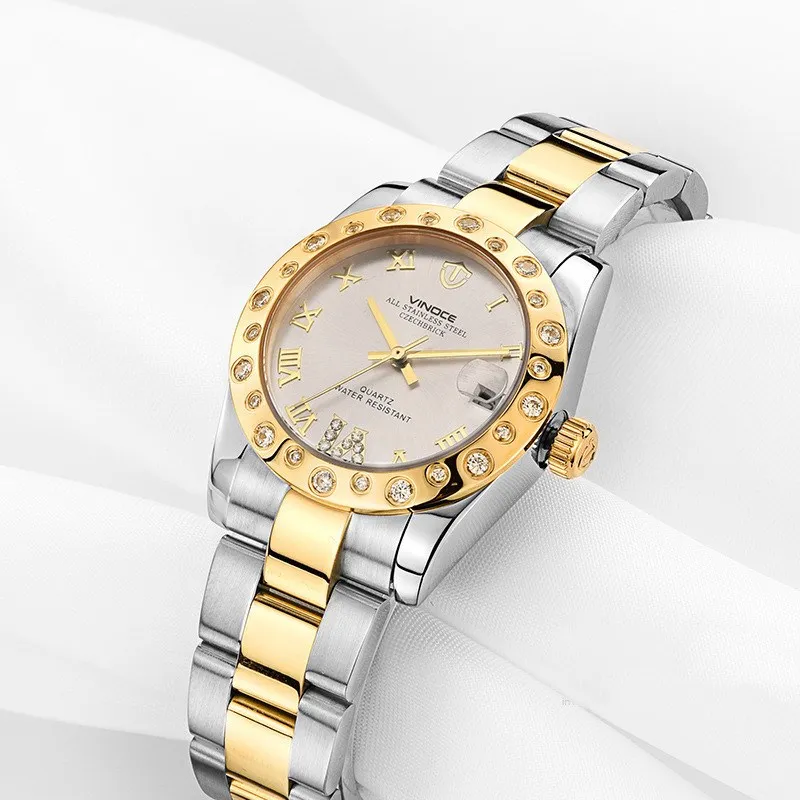 Женские кварцевые часы со стальным браслетом цвета розового золота|quartz jelly