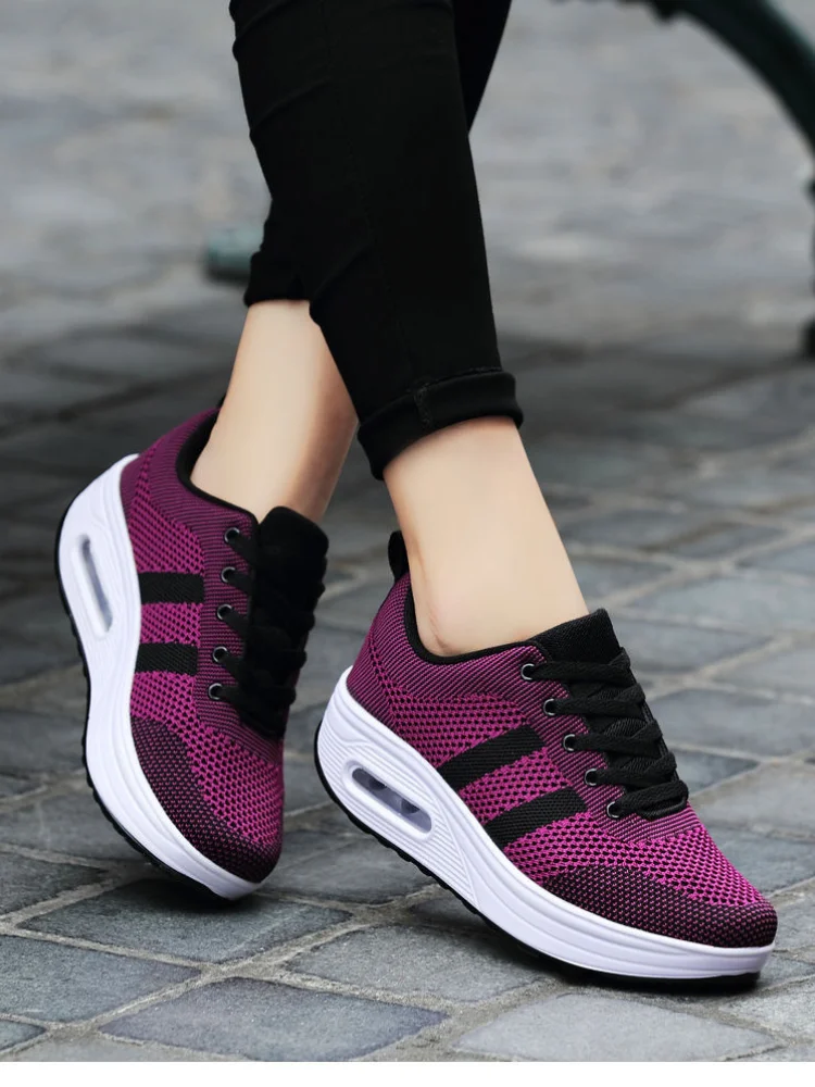 

Women Shoes Breathable Mesh Sneakers Women Basket Female Comfortable Wedges Sneakers chaussure femme Women Casual Platform Shoes