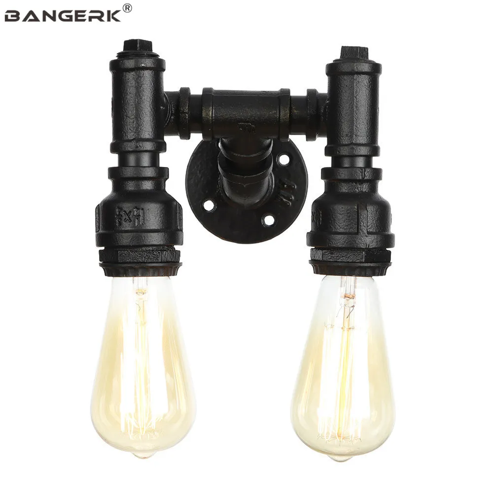 

Double Iron Wall Lamp Loft Water Pipe Wall Light LED Edison Sconces Industrial Vintage Lighting Bedside Home Decor Luminaire