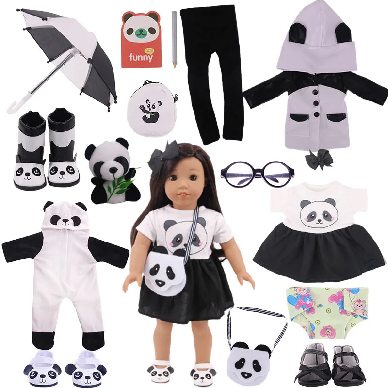 

Panda Cute Suits Doll Clothes Shoes Accessories For 18 Inch&43 Cm Baby New Born Reborn Doll Russia Toy Gift,Baby Accessories