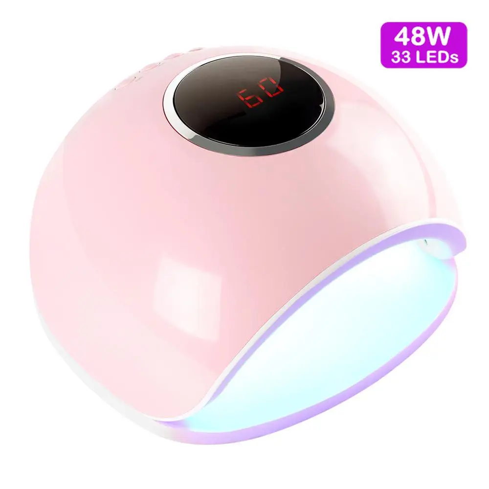 48W 33LEDS Pink 24/36/80 Вт УФ светодиодная лампа для ногтей Сушилка для ногтей гель лак 12/36 СИД УФ лампа для ногтей машина для отверждения 60 s/120 s таймер разъем USB - Цвет: 48W 33LEDS Pink