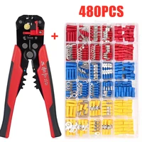 480pcs spade terminals insulated cable connector electrical wire crimp butt ring fork set ring lugs wire stripper crimper