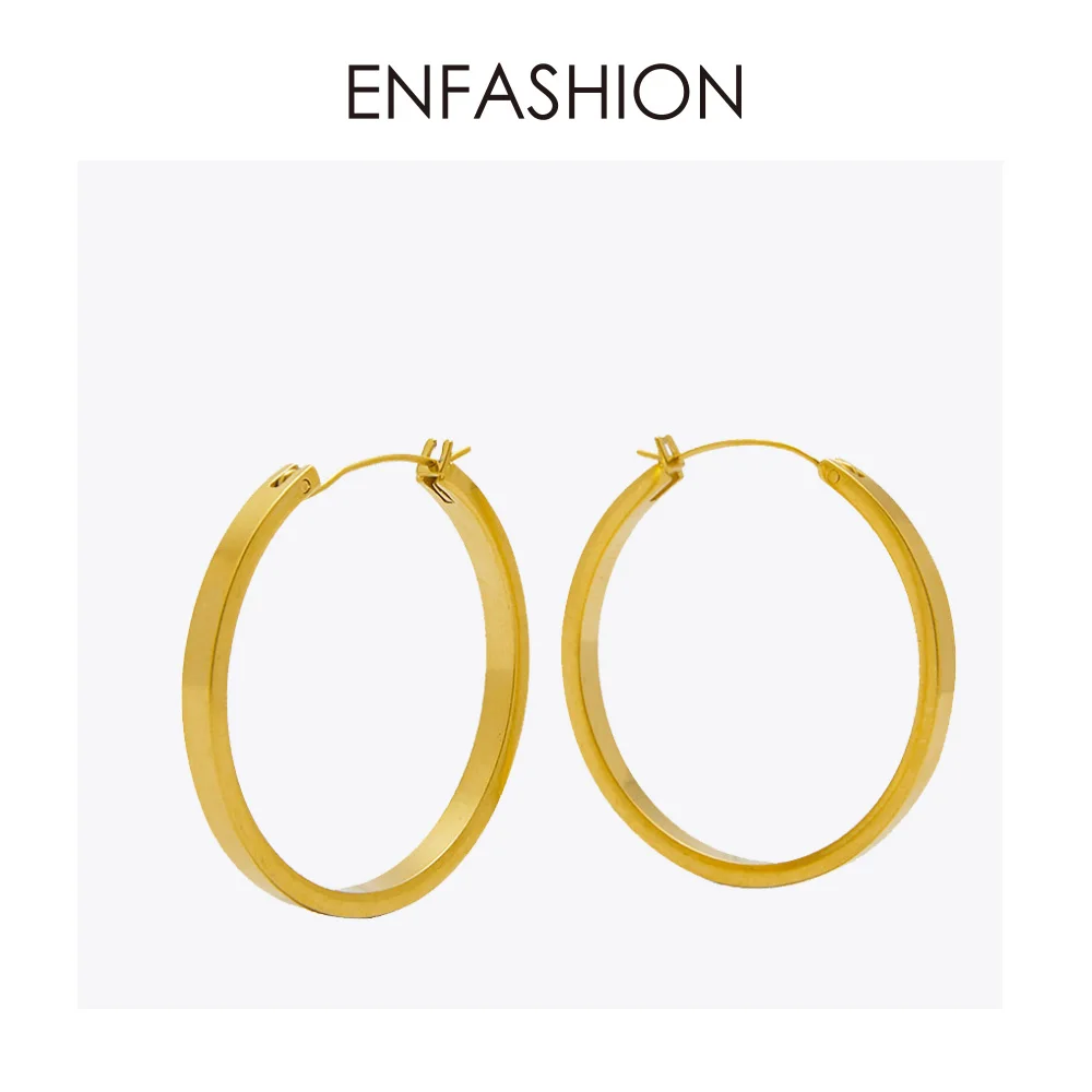 Enfashion винтажные круглые большие серьги-кольца матовые серьги золотистого цвета из нержавеющей стали большие кольца серьги для женщин ювелирные изделия