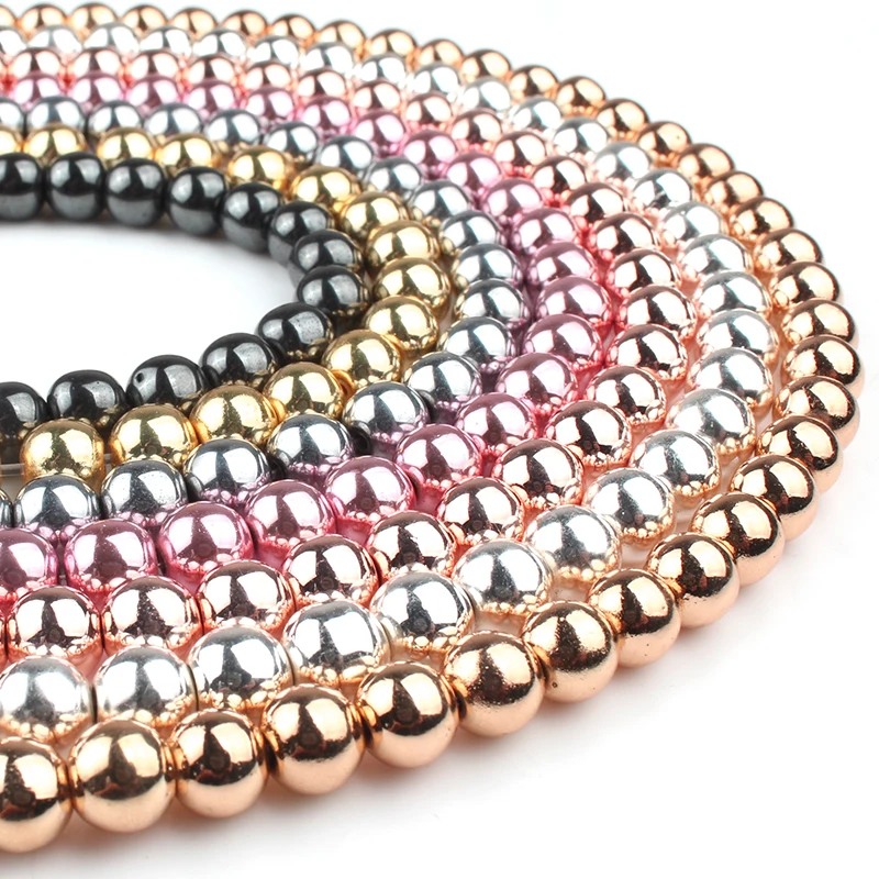 Бусины Из Натурального Гематита розовое золото 4 6 8 10 мм круглые бусины россыпью