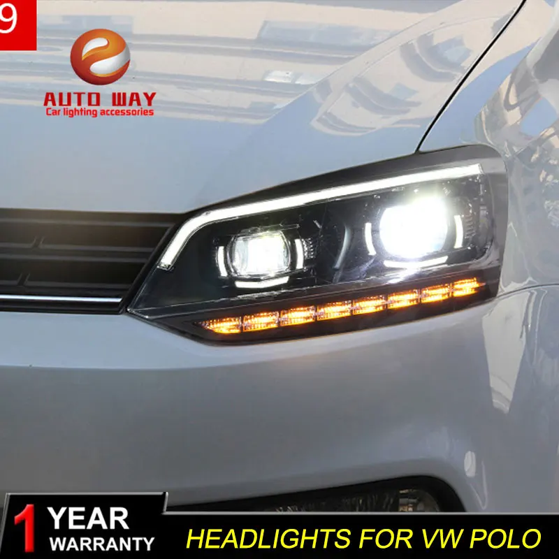 Автомобильный Стайлинг чехол для передней фары VW polo 2011 2017 светодиодный ная фара