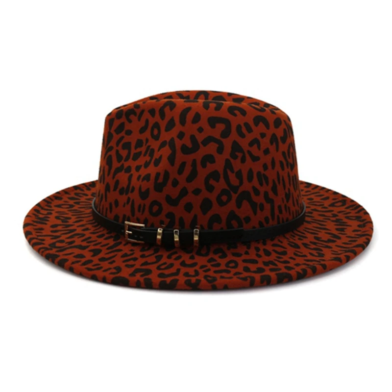 WZCX с леопардовым принтом шляпа широкими полями для девочек в стиле джаз
