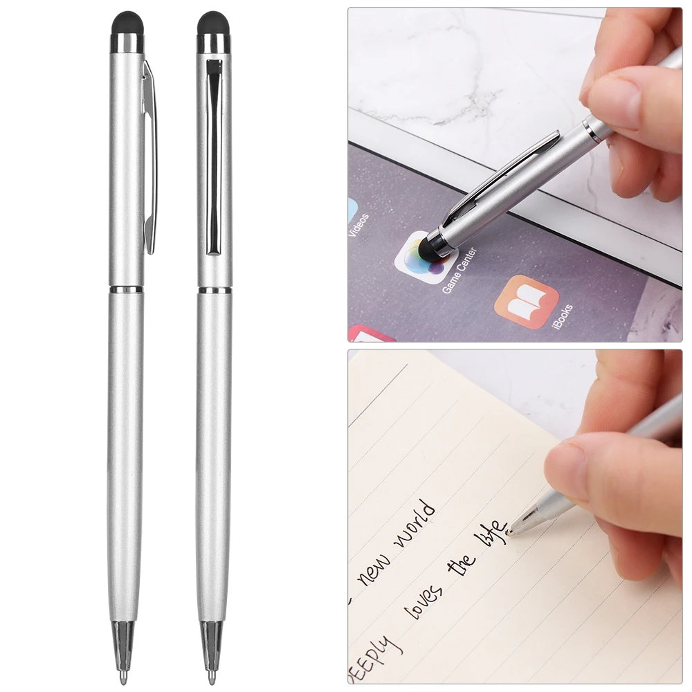 Одна штука черного двухфункционального стилуса с емкостным сенсорным экраном для мобильных телефонов, универсальных для iPhone iPad Ball on.