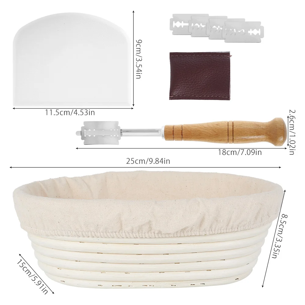 

1 Set Oval/Round Natural Rattan Fermentation Bread Basket Dough Wicker Rattan Mass Proofing Proving Baskets Rattan with Cover