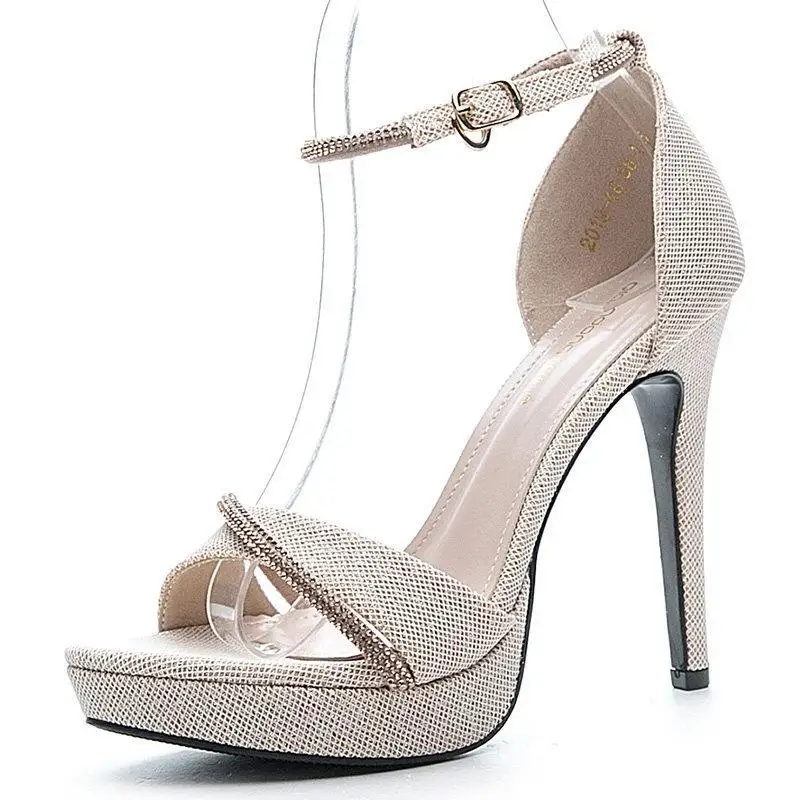 

Women Platform Sandals,2021 High Heeled Summer Shoes,Ankle Strap,Rhinestone Open toe,Korea Style,BLACK,CHAMPAGNE,Dropshipping