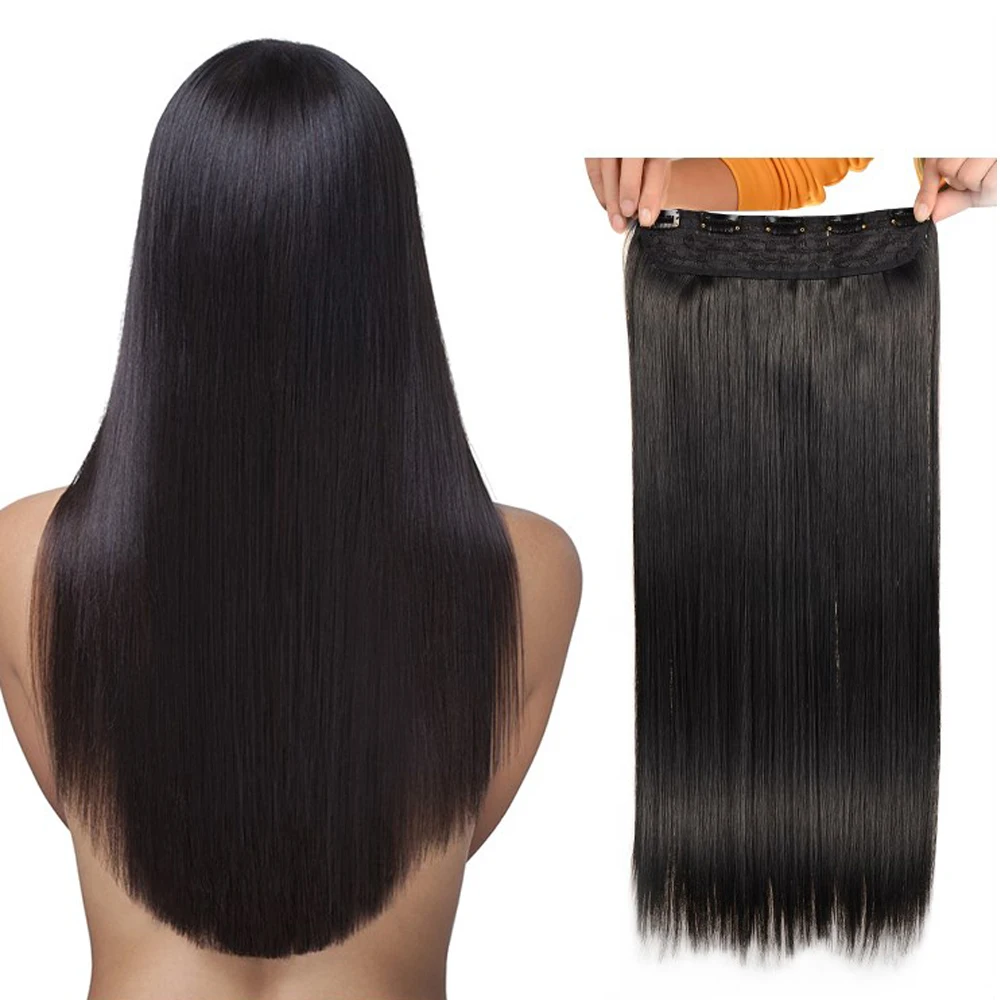 Накладные волосы Valen цельные прямые синтетические термостойкие 5 зажимов/кусок