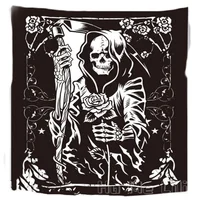 Skull Wall Hanging Floral Tapestry By Ho Me Lili Gothic Tarot Card Death Theme Black Art Home Decor For Bedroom Living Room