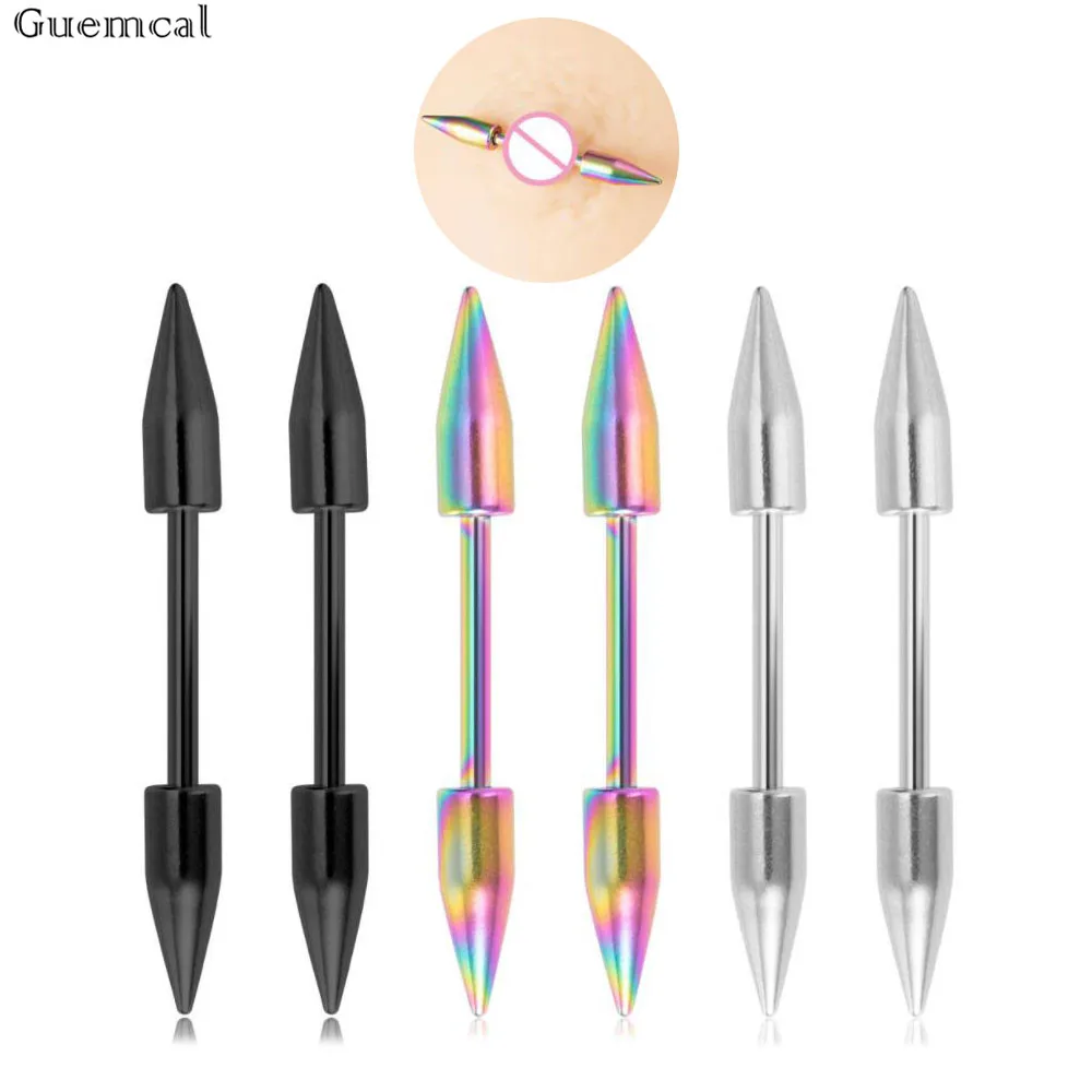 

Guemcal 1 Pair 14G Sexy Nipple Ring Ear Bone Nail Pointed Surgical Steel Nipple Nail Piercing Jewelry for Woman Men