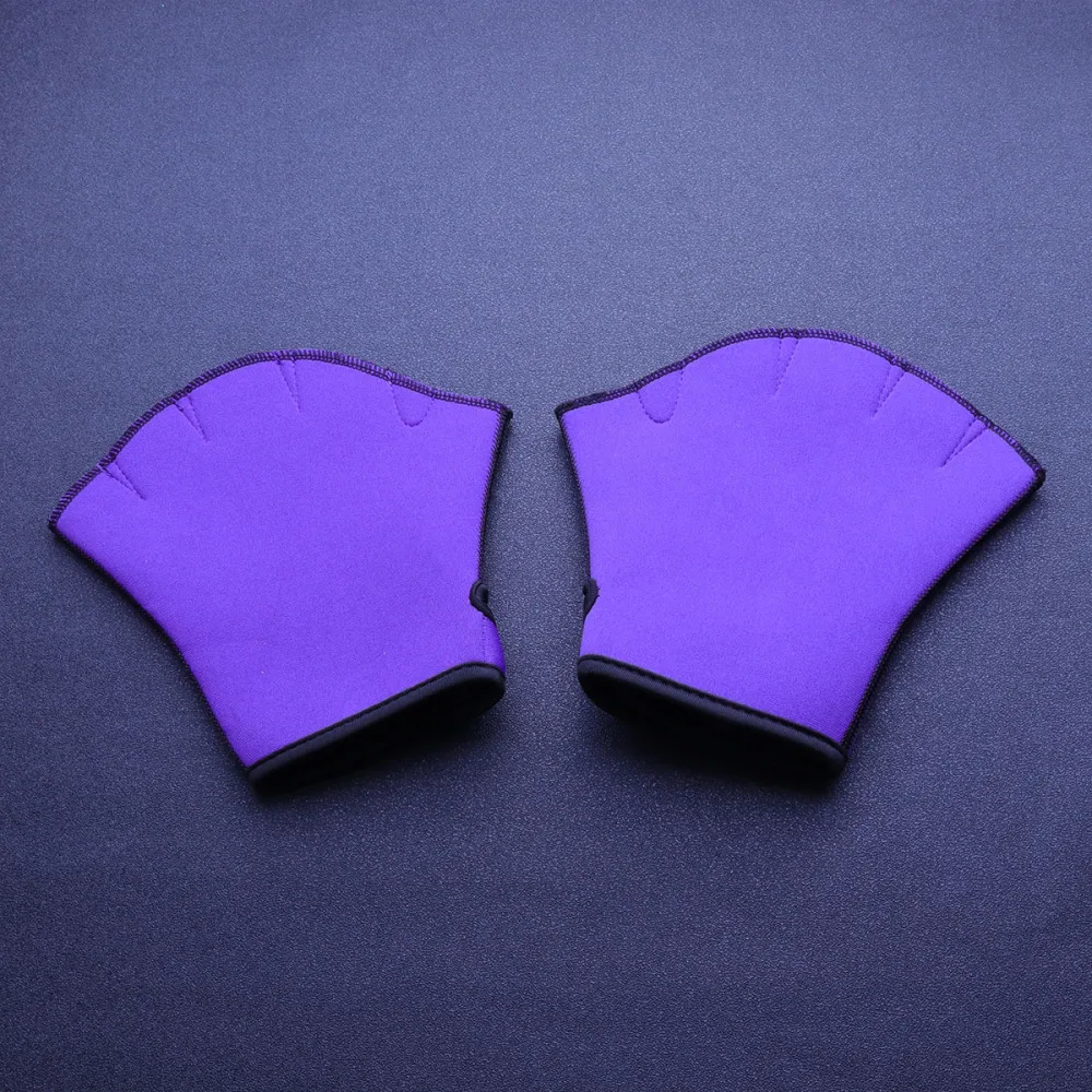 

1 Pair Swimming Half Finger Webbed Aquatic Fit Traning Paddle Diving (Purple, Size)