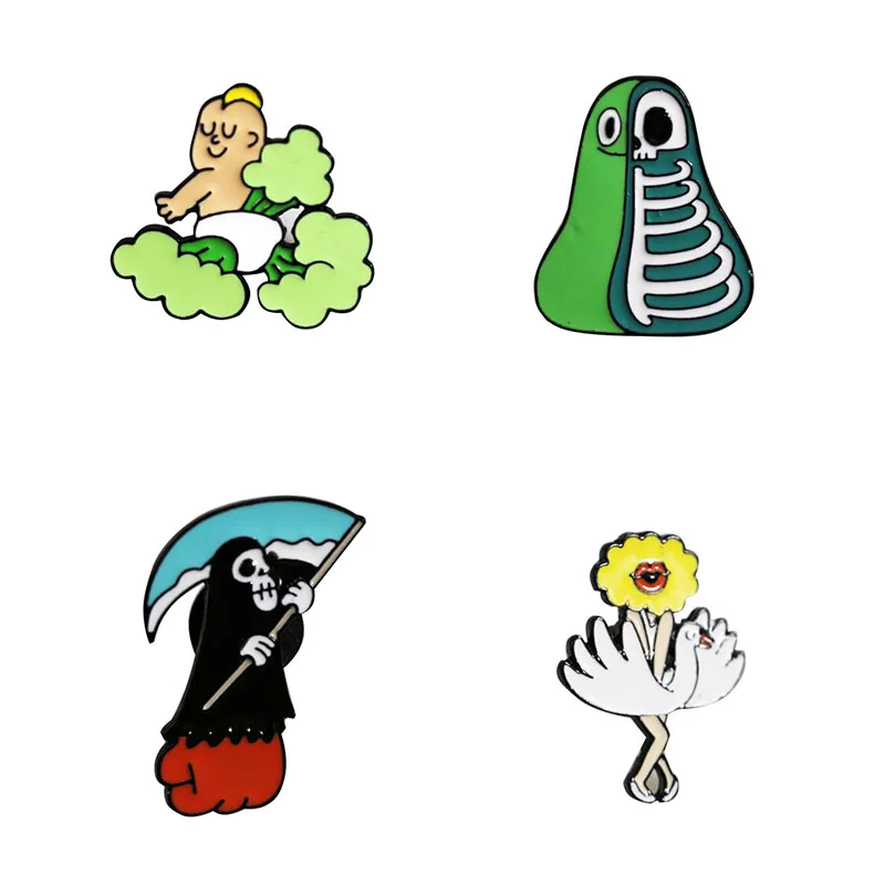 Забавные значки череп Дыня Броши для женщин и мужчин Гипербола булавки Grim Reaper Baby