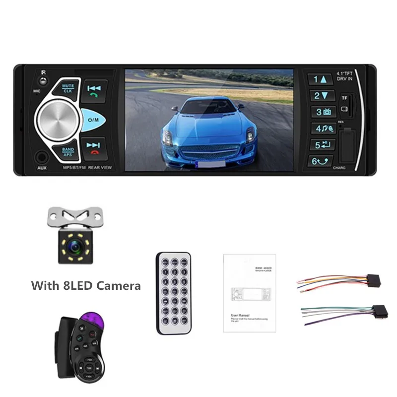With 8LED Camera LTBFM Автомагнитола 1 Din " сенсорный 4022D Автомагнитола Автомобильная стерео Bluetooth Мультимедиа MP5 Автомобильный плеер Автомагнитола автомобильный аудио видео USB TF - Цвет: With 8LED Camera