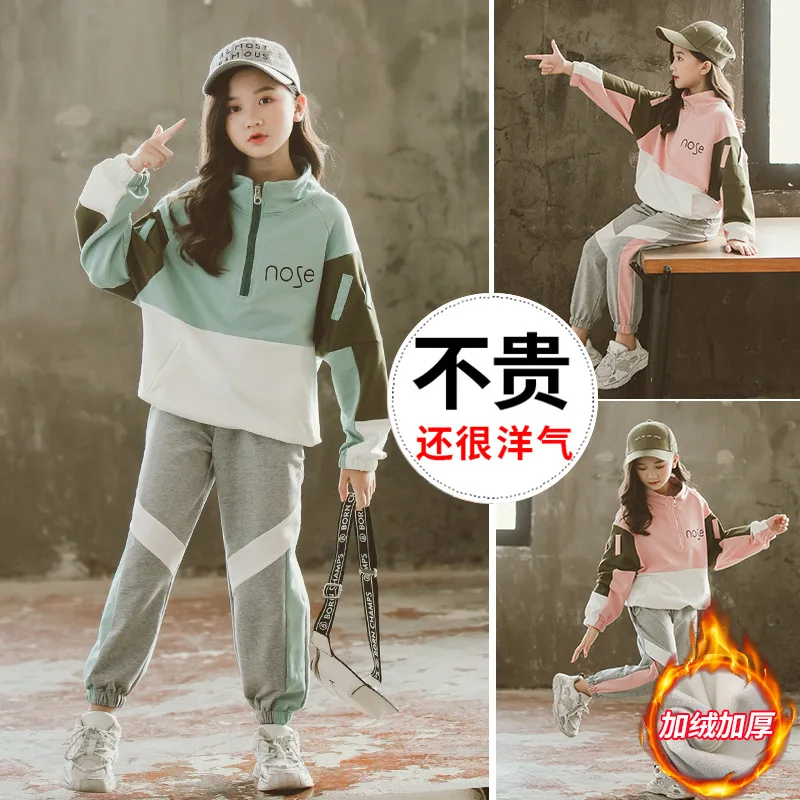 

2021 Spring Teens Kids Girls Clothes Fashion Pullover+Trousers 2pcs Suit Children Clothing For Girls Sportswear Set 3-13Y