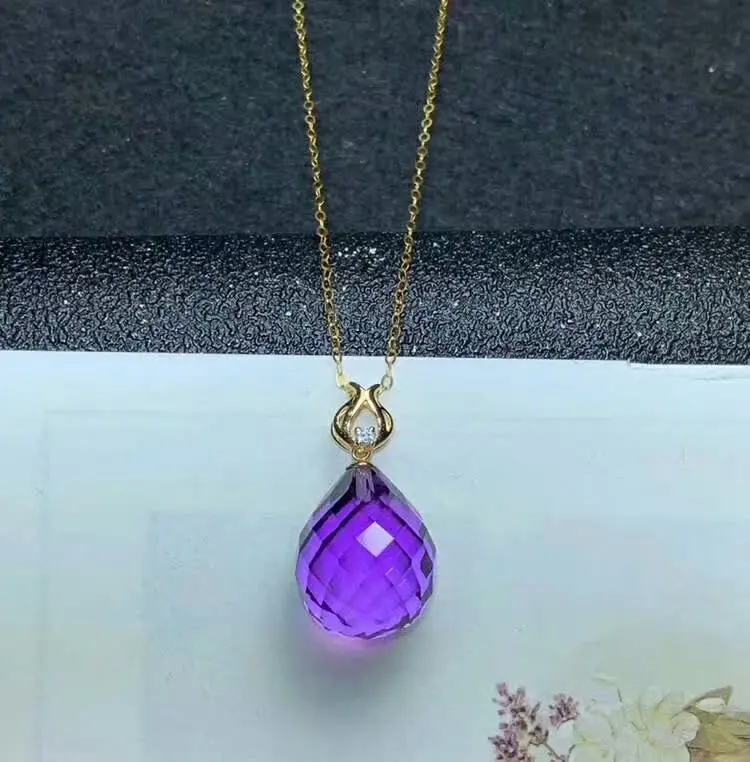 

shilovem 18k yellow piezoelectric amethyst Pendants fine Jewelry women trendy no necklace classic gift 13*16mm mymz1316934z