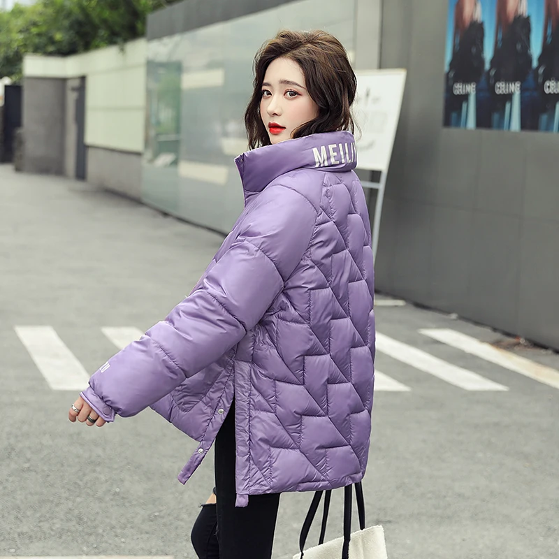 Женские куртки с воротником стойкой 2020 однотонные парки большого размера