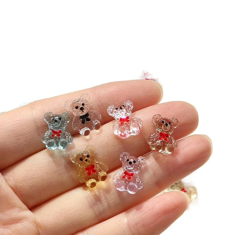 

10 * 13mm cute bear resin patch DIY handmade jewelry earrings hair accessories mobile phone case accessories material 10pcs