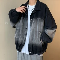 mens retro ins tie dye denim jacket spring and autumn tide brand japanese loose mens jean jacket streetwear mens clothing