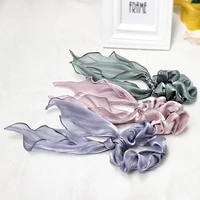 super fairy sweet solid color satin fabric streamer hair band hair accessories plate hair large intestine hair rope new