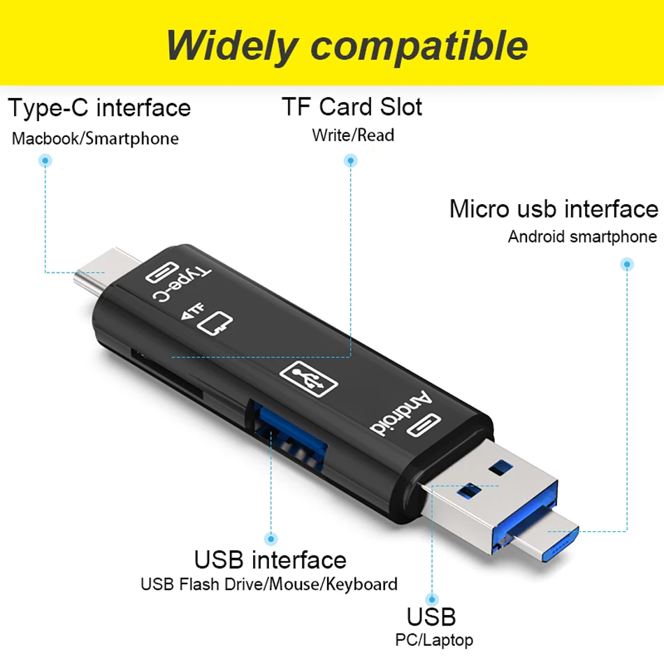 USB кардридер высокоскоростной SD TF Micro Type C адаптер флэш-памяти OTG для телефона
