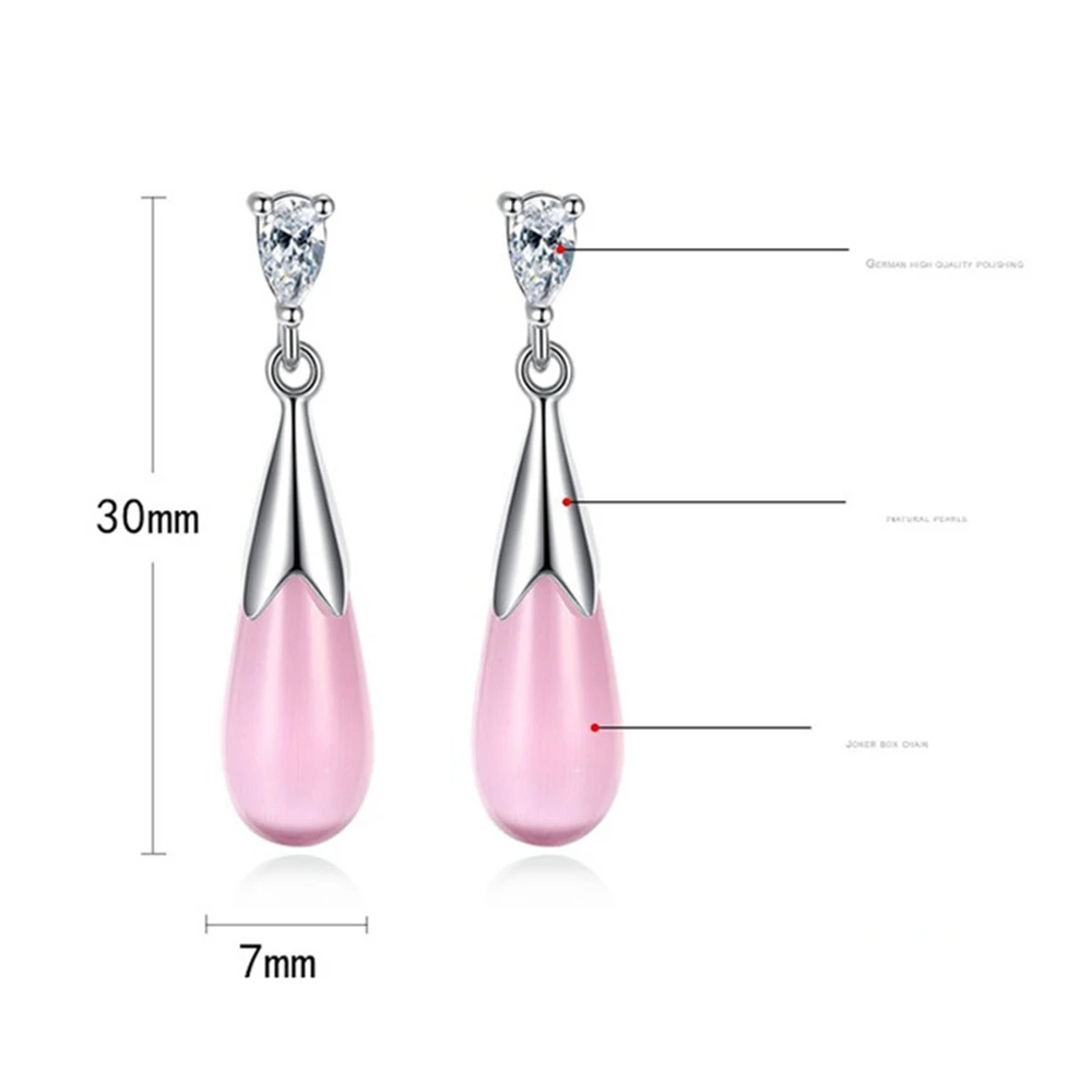 

925 Sterling Silver New Woman Brand Long Paragraph Luxury Pink White Rhinestone Earrings Lady Eggplant Drops Jewelry 30MM
