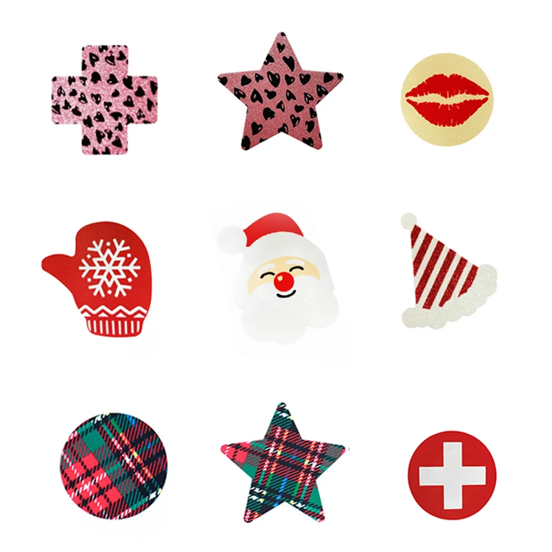 

3 пар/компл. наклейки многоразовый набор нижнего белья для женщин аксессуары Рождественский Стиль груди Лепестки Санта крест палка бюстгал...