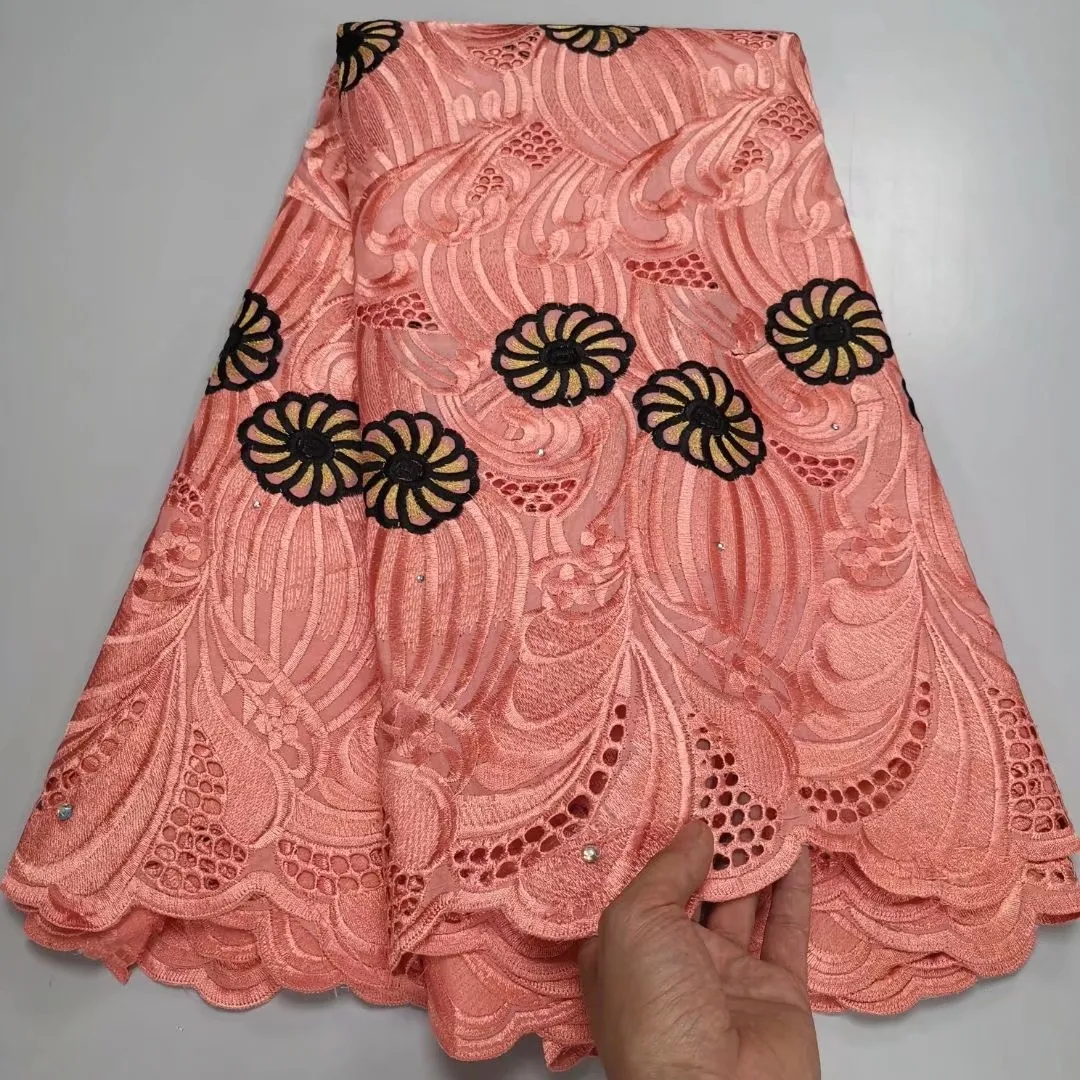 

High Quality Swiss Voile Lace In Switzerland 2021 Dry Lace With Stones African Ankara Wedding Dresses 100% Cotton Cord Fabric