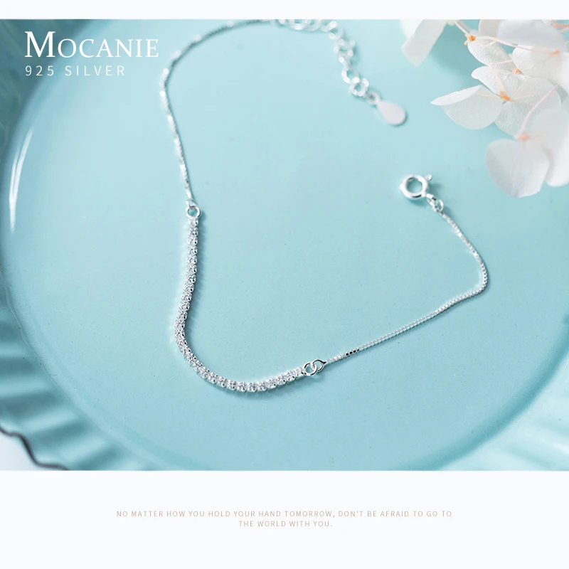 

Mocanie Hight Quality 925 Sterling Silver Shining Zircon Box Chain Bracelet for Women Fashion Wedding Engagement Fine Jewelry