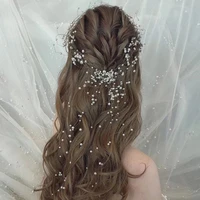 brides beautiful multilayer pearl black wire hair hoop handmade pearl headbands wedding headdress bridal hair jewelry